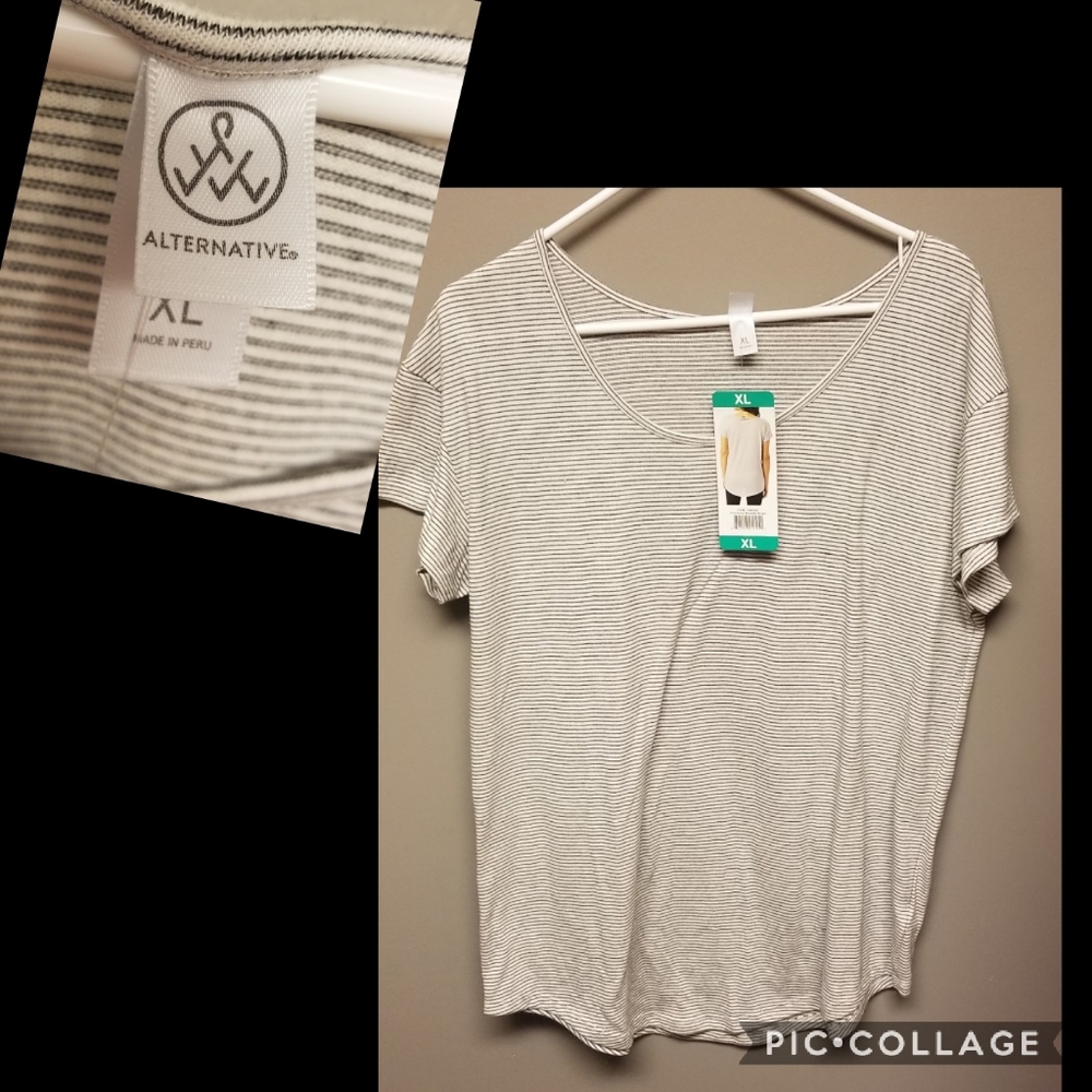 NWT alternative eco ivory seaside stripe XL